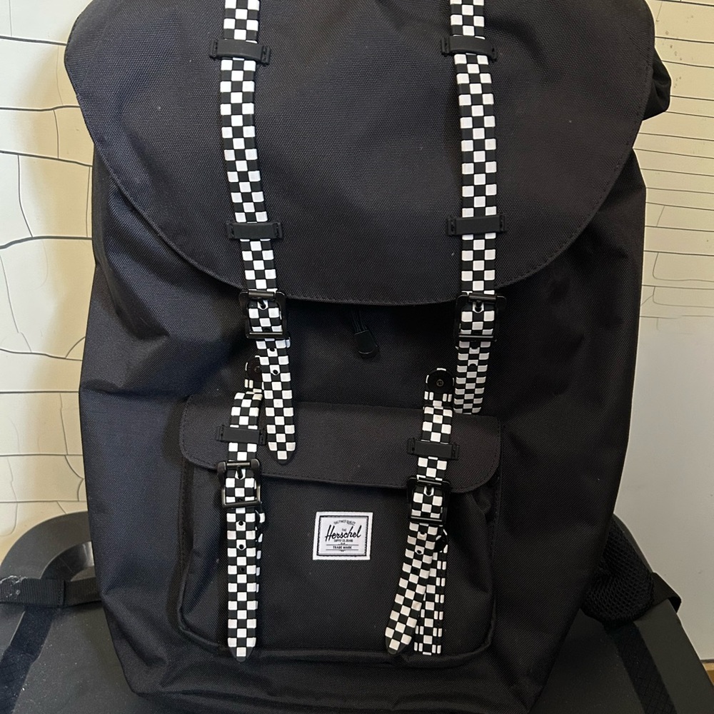 Herschel Supply Company Black Backpack with Checkered Straps